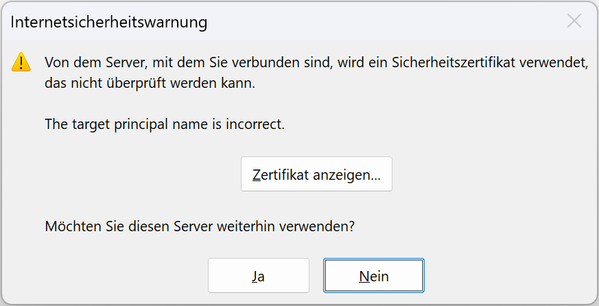 Internetsicherheitswarnung