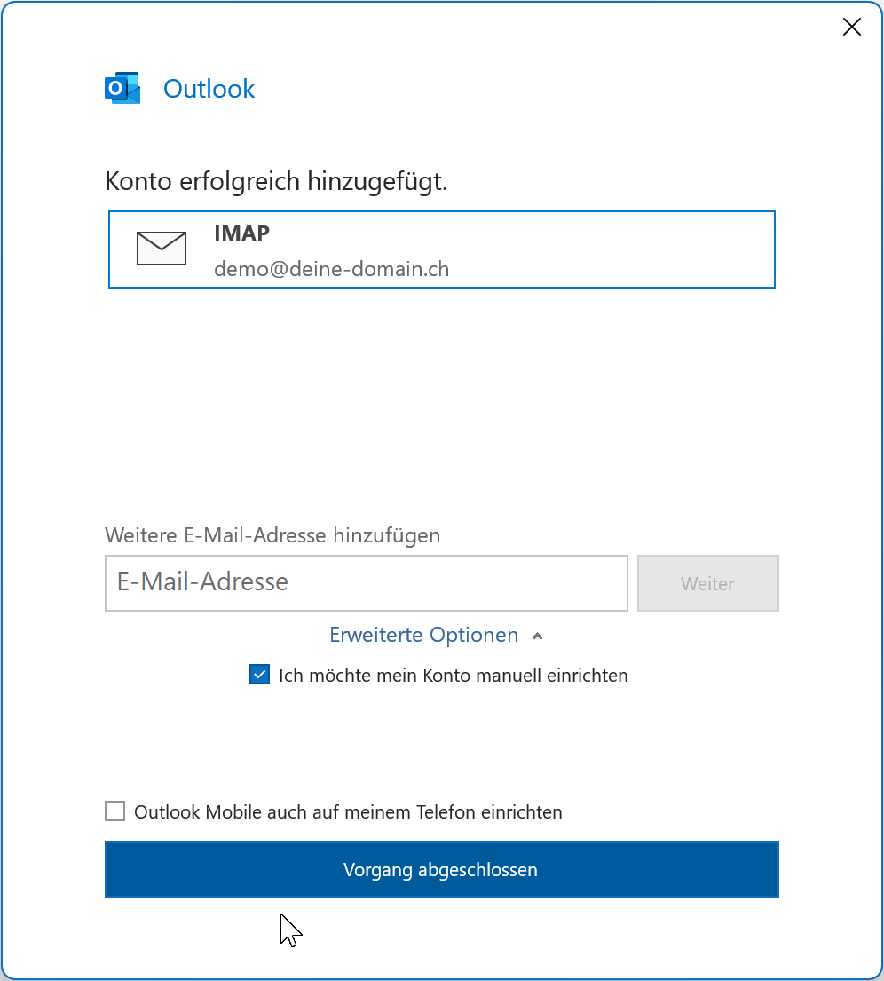 Abschluss Einrichtung