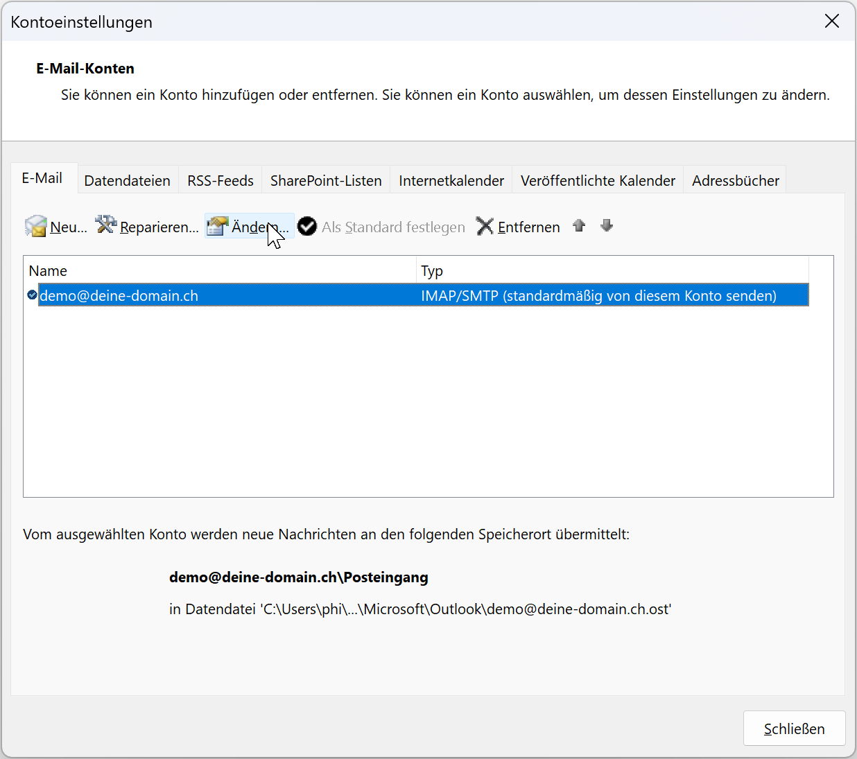 Kontoeinstellungen E-Mail-Konten