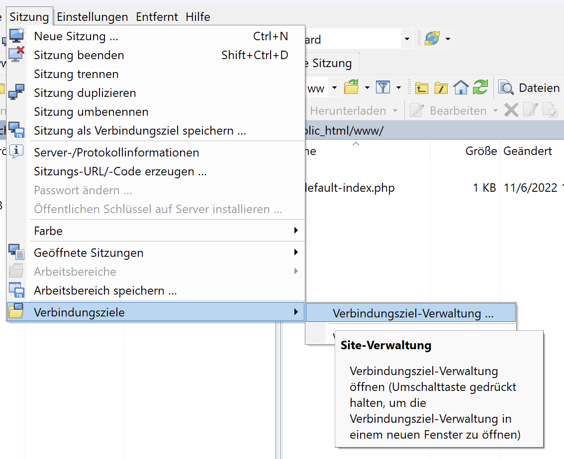 Verbindungsziel-Verwaltung
